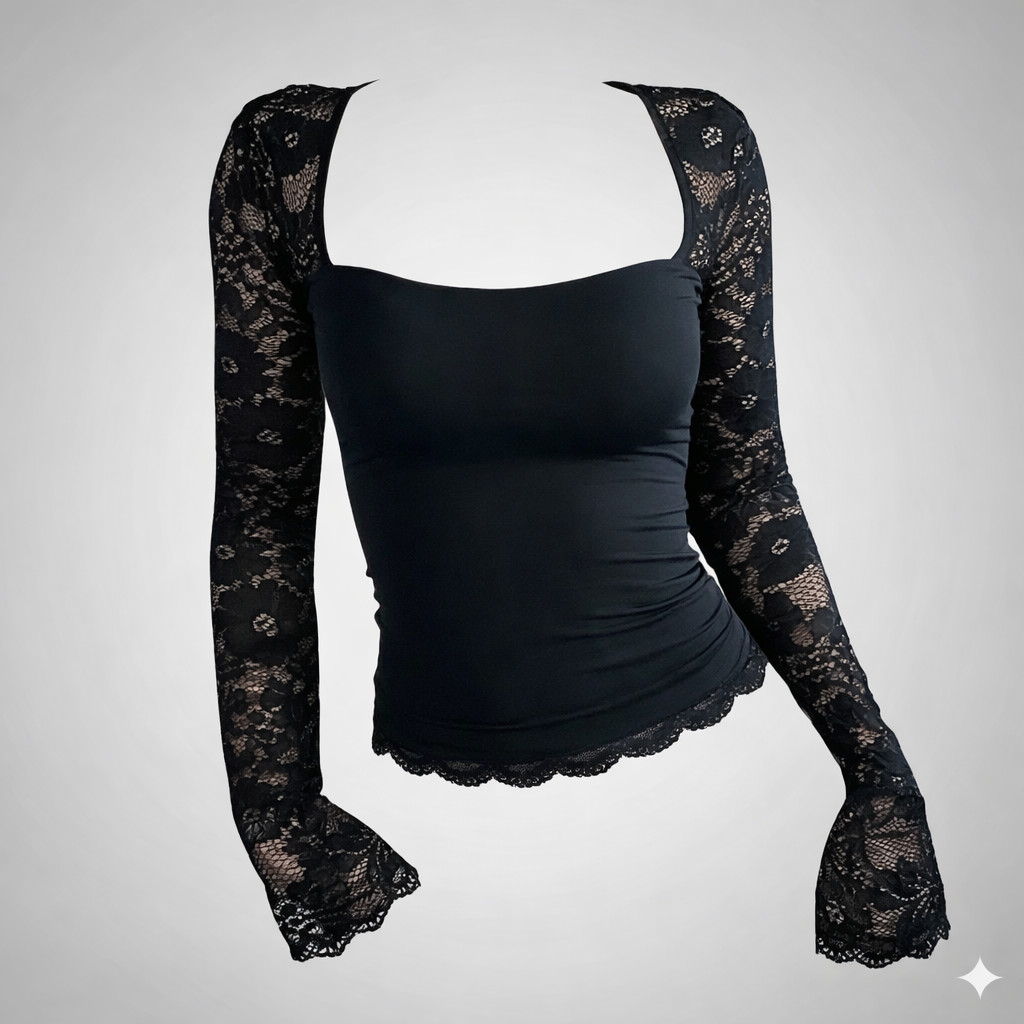 Noir Sculpt Lace Top