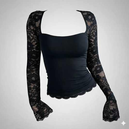 Noir Sculpt Lace Top