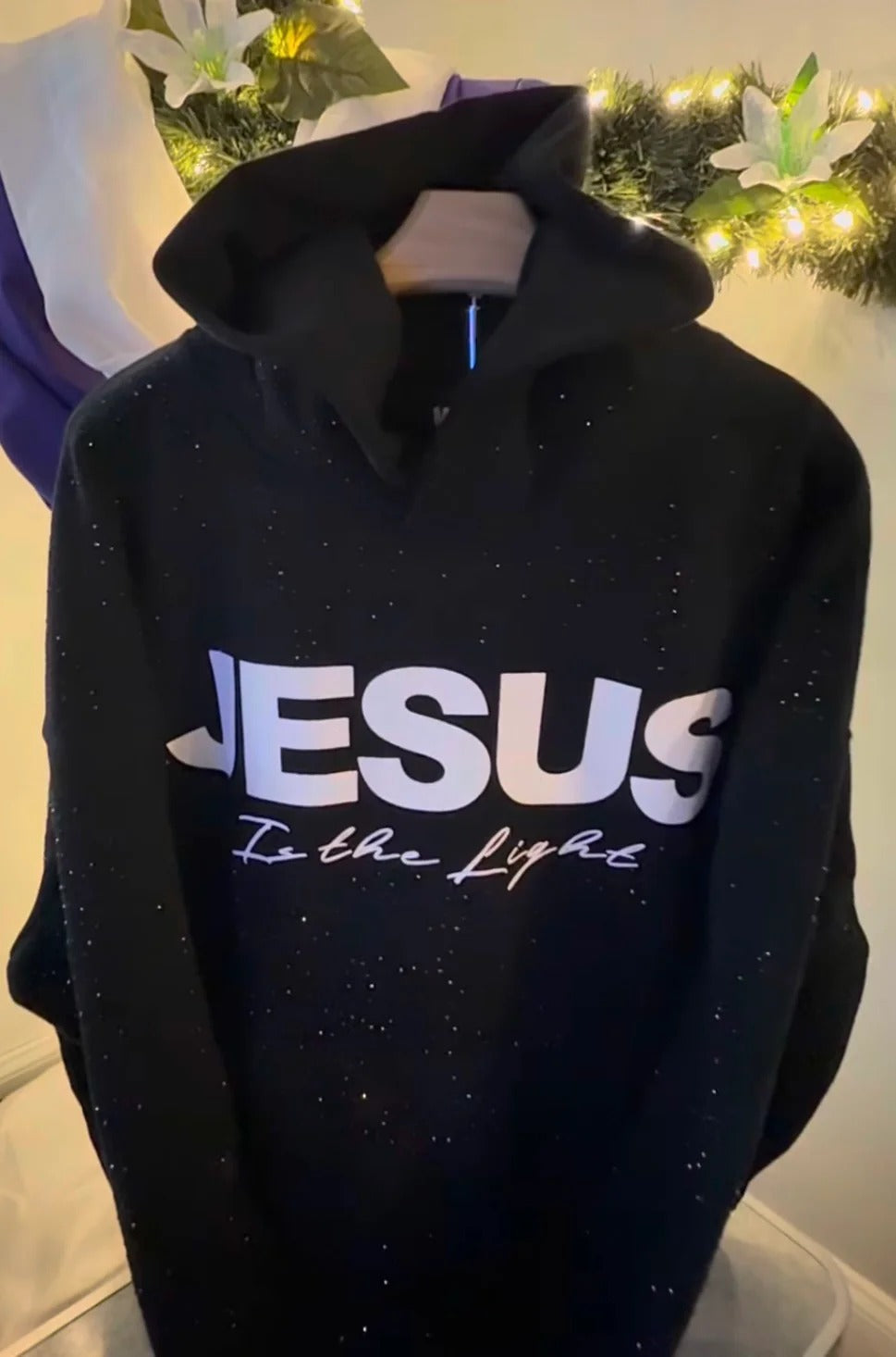 JESUS IS THE LIGHT RHINESTONE HOODIE